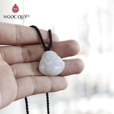 Mặt dây chuyền phật Di lặc đá bạch ngọc mệnh thủy kim - Ngọc Quý Gemstones