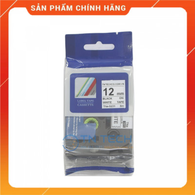 Nhãn In TNE-S231 - Đen nền trắng 12mm x 8m - Dùng cho máy in BROTHER - AIMO - PUTY [Hàng nhập khẩu]