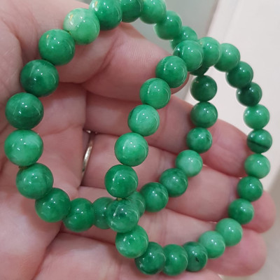 Vòng tay phong thủy Nữ đá cẩm thạch xanh tươi size hạt 8mm vòng màu xanh lá tươi đẹp nữ mệnh mộc hỏa thủy ạ