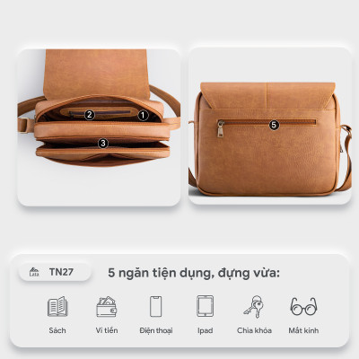 Túi Lata ( Thời trang nam công sở cỡ trung - Túi đeo chéo da TN27 )