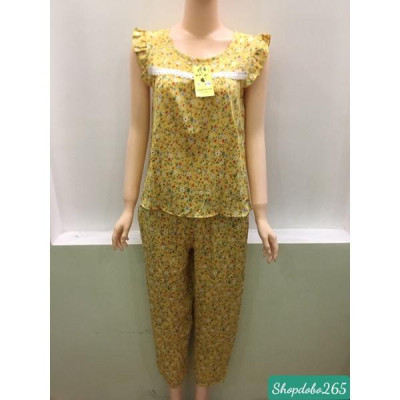 Đồ bộ nữ,đồ ngủ mặc nhà lửng 9 tấc vải lụa mango cao cấp BL 67 họa tiết hoa nhí siêu cưng size đại 58-67kg.
