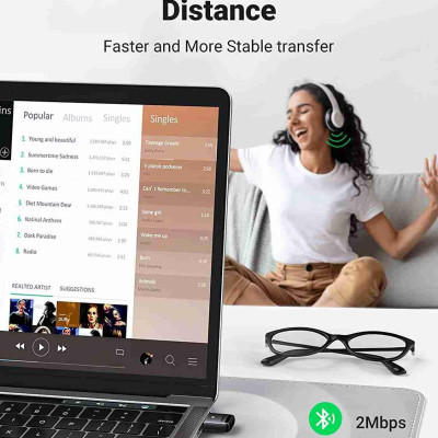 Ugreen UG80890CM390TK BT 5.0 Màu Đen USB nhận Bluetooth chuẩn 5.0 hổ trợ kết nối 5 thiết bị Bluetooth cùng lúc KHÔNG hổ trợ Apple - HÀNG CHÍNH HÃNG