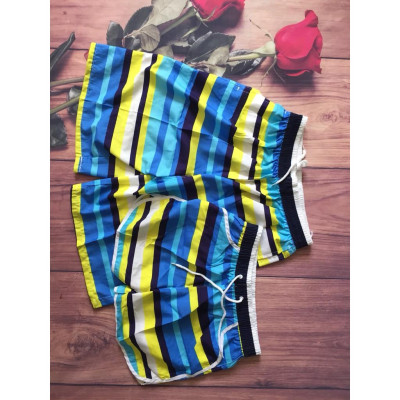 Đồ đôi đi biển xinh xắn dành cho gia đình quần sọc xanh áo in họa tiết (giá 1 bộ gồm 1 quần + 1 áo)