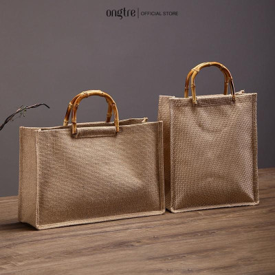 Túi đay quai tre hình trụ đứng ONGTRE kiểu dáng vintage - Thân thiện với môi trường