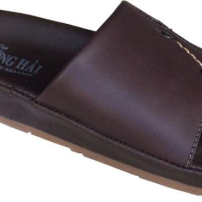 Dép nam quai ngang Trường Hải một bản da bò thật đế kếp mềm dẻo không trơn QN0421