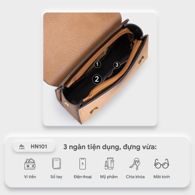 Túi Lata ( Thời trang nữ đi chơi cỡ trung - Túi đeo chéo da HN101 )
