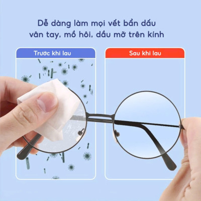 Khăn Lau Kính Nano Hộp 100 Miếng Giấy Lau Kính Chống Bám Hơi Nước, Lau Sạch Vân Tay Bụi Bẩn - Chính hãng