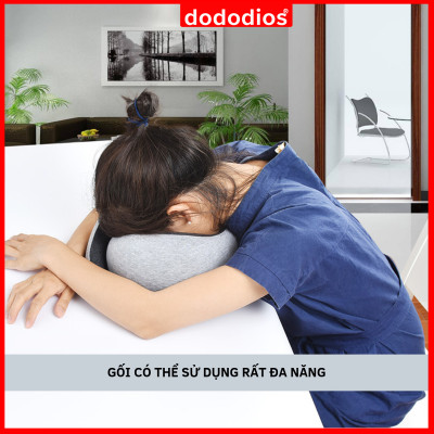 Gối Ngủ Du Lịch Chất Liệu Memory Foam Mật Độ Cao - Gối Ngủ Văn Phòng Thông Minh Cao Cấp Chính Hãng Dododios – Kèm Túi Vải Nhung Đựng Gối Ngủ Chữ U Văn Phòng