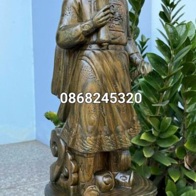Tượng trần quốc tuấn trần hưng đạo vương bằng gỗ trắc xanh cực đẹp kt cao 60×21×16cm