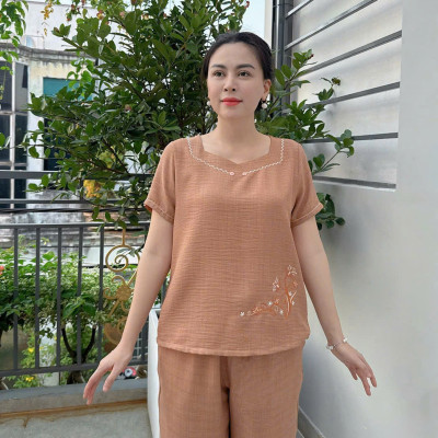 ️Đồ Bộ Trung Niên️  Đồ Bộ Trung Niên Nữ Trẻ Trung , Quần Áo Sang Trọng Cho Mẹ Chất Đũi Nhật Phối Lưới Mềm Mát