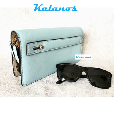 Bóp Ví dài cầm tay da bò cao cấp Kalanos KBN1010-Xd, Clutch nữ da bò đẹp màu xanh 2 khóa kéo