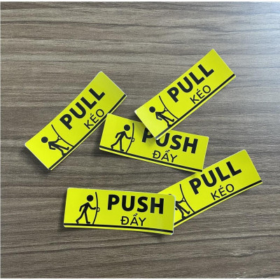 Bộ 2 Tem Dán Cửa Kính, Mở Cửa Kéo và Đẩy | Pull & Push - Tem Decal Nhựa Cảnh Báo Dán Cửa Ra Vào, Tiện  TakyHome 5001