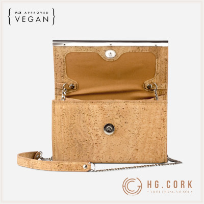 Túi Clutch Nữ Cao Cấp CORK CLUTCH 2 in 1 Cầm Tay, Đeo Vai - HGcork Corkor CK250 - Vật liệu da cork thực vật thuần chay - Sản phẩm Handmade, Sản xuất tại Bồ Đào Nha