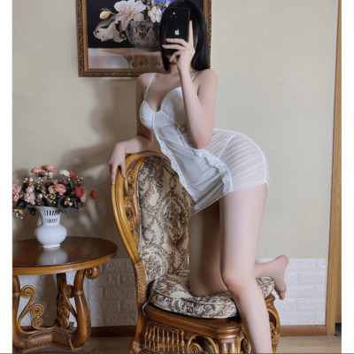 Đồ ngủ sexy nữ Đồ ngủ hai dây phối ren chất lụa phi hai dây chất mịn quyến rũ
