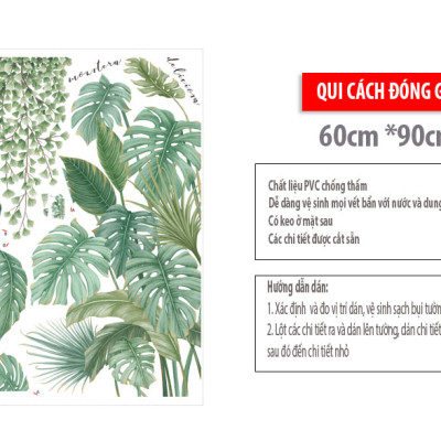 Sticker Giấy Dán Tường Decal Dán tường Mẫu Hoa Lá Cực Xinh ZH007