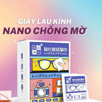 Combo 100 Khăn Lau Mắt Kính Nano- Miếng Giấy Lau Kính Chống Bám Hơi Nước, Lau Sạch Vân Tay Bụi Bẩn Công Nghệ Nhật Bản - Hàng Chính Hãng 