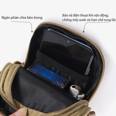 Túi đeo thắt lưng đựng điện thoại thích hợp để cắm trại, đi bộ đường dài, chạy bộ, túi đeo hông - Hàng chính hãng