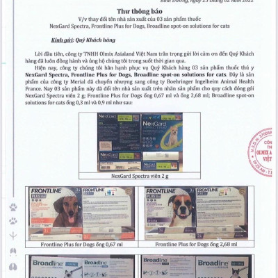 1 hộp Frontline Plus nhỏ gáy trị ve rận, bọ chét (chó <10kg, hộp 3 tuýp)