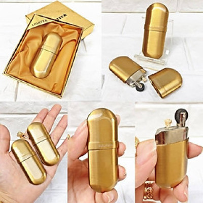 Hộp Quẹt Zippoo 1 Bánh Xe Cổ Điển Màu Đồng Độc Đáo Nhỏ Gọn, Bật Lửa Xăng Đá Cổ 1 Bánh Xe Siêu Mỏng Xài Xăng
