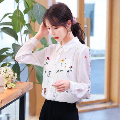 Áo sơ mi nữ dài tay phối hoa lá mẫu SMH45 Thời trang nữ thanh lịch Chất kate mềm không nhăn không phai màu