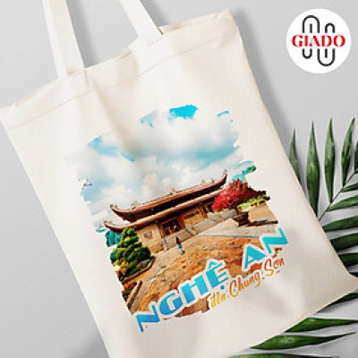 Túi canvas GIADO, túi vải bố, túi tote mẫu Nghệ An đền Chung Sơn