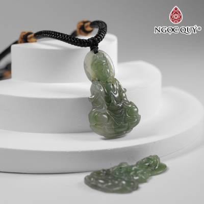 Mặt dây chuyền phật bà đá ngọc bích 35x22mm mệnh mộc, mệnh hỏa - Ngọc Quý Gemstones
