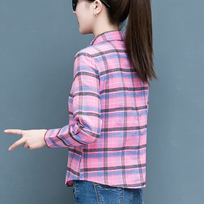 Áo Sơ mi nữ Haint Boutique thiết kế áo sơ mi kẻ caro HB22