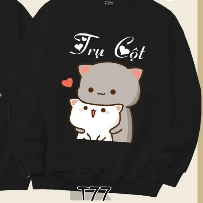 Áo Sweater cặp đôi Mèo mochii nóc nhà, cột nhà dễ thương Mr.Buffalo