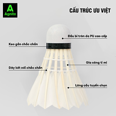 Hộp cầu lông cao cấp chính hãng Agnite, ống cầu lông vũ phục vụ luyện tập, thi đấu chuyên nghiệp - FH915 - Lẻ 1 quả cầu cao cấp