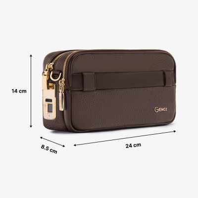 Clutch Cầm Tay Khóa Vân Tay Da Bò Mill RB09 Màu Nâu