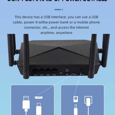 Bộ phát wifi từ sim 4G 5G B618 có 4 cổng WAN/LAN, 6 ăngten siêu khỏe, ổn định sử dụng mọi loại sim - Hàng chính hãng/Hàng nhập khẩu