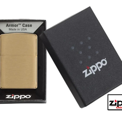 Bật lửa Zippo Armor Brushed Brass SKU: 168 - Chính hãng 100%
