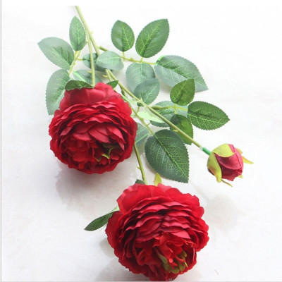 Hoa hồng giả - 2 bông 1 nụ - dài 62cm - Cây giả, hoa lụa trang trí nhà cửa