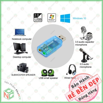 [Thay Thế] USB Sound Card KhoNCC Hàng Chính Hãng Gắn Cho Máy Tính - Laptop Bị Lỗi Âm Thanh Gắn Qua Cổng USB - NLVQ-192-USBS