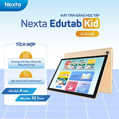 Máy tính bảng học tập thông minh Nexta Edutab Kid cho bé từ 5-8 tuổi - quản lý thời gian cho trẻ - 1 đổi 1 trong vòng 30 ngày, bảo hành 12 tháng