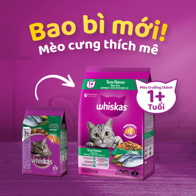 Thức Ăn Cho Mèo Whiskas Adult 1+ Years Vị Cá Ngừ 3kg/Túi