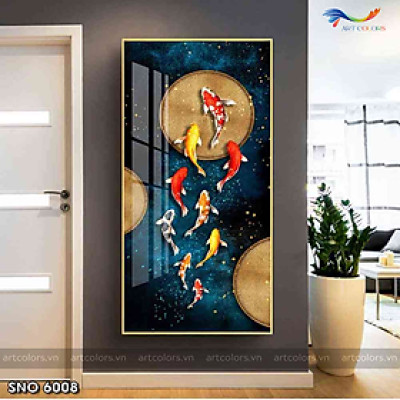 Tranh treo tường - Tranh tráng gương Cửu ngư quần hội