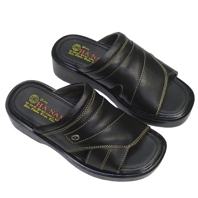 Dép Nam Quai Ngang Da Bò Thật HÀ NAM Đế Cao Dành Cho Người Thấp DNA2126