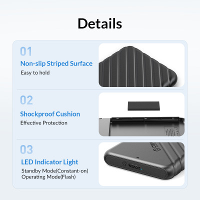 Box Orico Đựng Ổ Cứng HDD/SSD 2.5 inch 25PW1-U3-BK - Hàng chính hãng