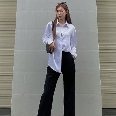 LAAS Áo somi silk tay dài lụa mềm mại thoáng mát
