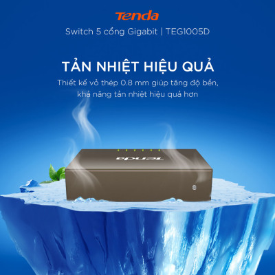Bộ chia mạng Switch Tenda TEG1005D 5 cổng Ethernet 1000Mbps - Hàng Chính Hãng