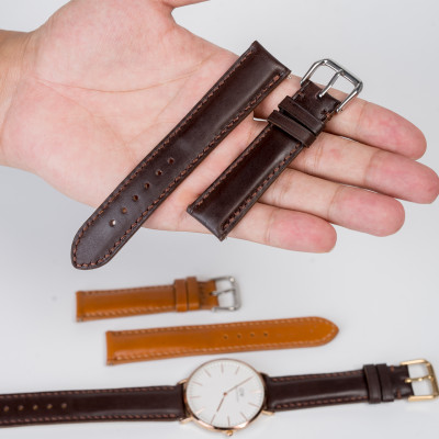 Dây đồng hồ da bò Bụi Leather D101- Da thật khâu tay thủ công cao cấp - Bảo hành 12 tháng