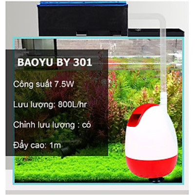 Máy bơm hút đáy BAOYU BY-301 7.5W bơm chìm hút cặn 360 độ bể cá cảnh thủy sinh BY301
