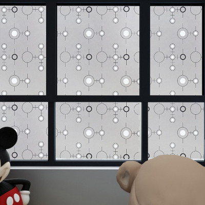 Combo 5m Decal Giấy Dán Kính Vòng Tròn Trắng Đen (5mx0.45m)