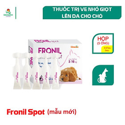 Vemedim Fronil Spot mẫu mới, bao bì châu âu, phòng ve, rận cho chó, hiệu quả đến 4 tuần, 1 hộp 5 ống.