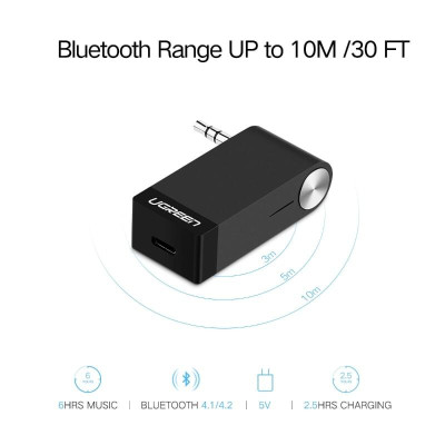 Ugreen UG30348MM114TK BT 4.1 màu Đen Thiết bị nhận âm thanh Bluetooth có Micro - HÀNG CHÍNH HÃNG