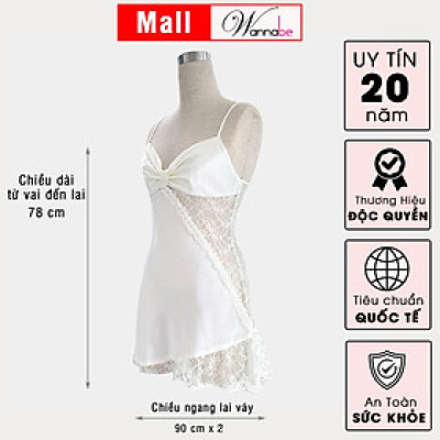 Đầm ngủ phi lụa cao cấp Wannabe DNS29 phối ren sườn nữ tính nhẹ nhàng