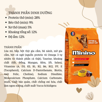 Thức ăn cho mèo MININO TUNA vị cá ngừ 1.3kg