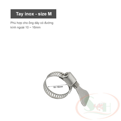 Cổ dê đai siết giữ dây ống tay vặn inox kẹp ống lọc bể cá tép thủy sinh