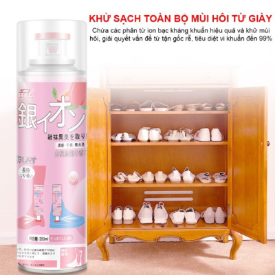 Chai Xịt Khử Mùi Giày Dép Công Nghệ NaNo Ag+ , Xịt Khử Mùi Hôi Chân, Xịt Giày Khử Mùi Khử Vi Khuẩn 99% loại bỏ mùi hôi giày dép - Hàng chính hãng